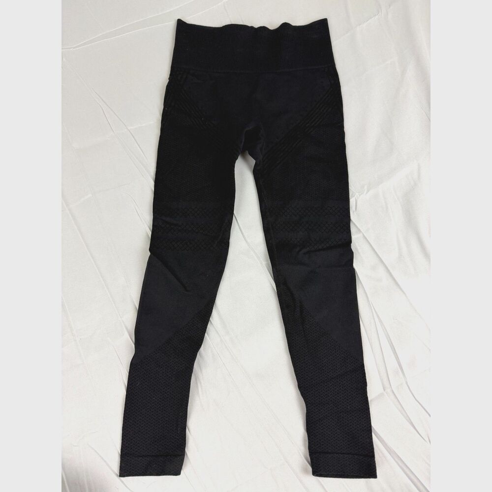 Women's Black High Waisted Seamless Textured Workout Leggings Size S